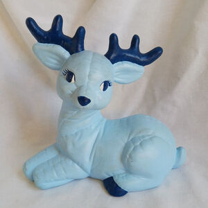 Vintage Kimple Mold Deer Laying Down Light Blue Ceramic